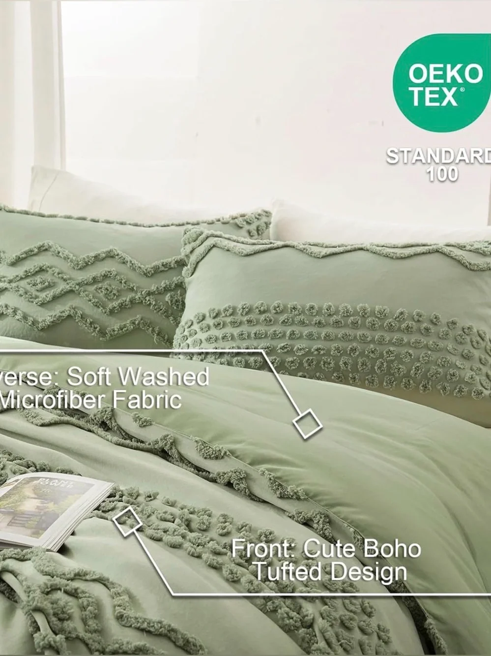 Textured GREEN Comforter Set - Cozy Bedding NEW